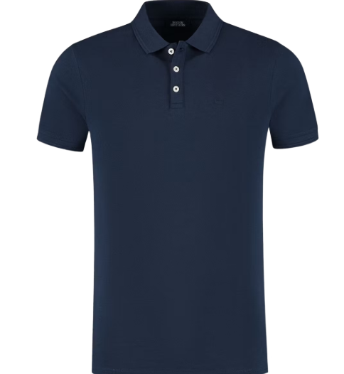 Boston Brothers Piqué-Polo KM Print – Marineblau – Größe XL