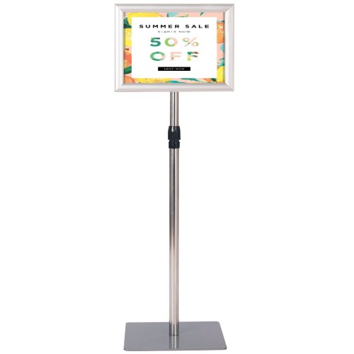 Coast Poster Stand - Verstellbar & Wetterfest - Bis zu 118cm hoch - 28 x 28 cm - Silber
