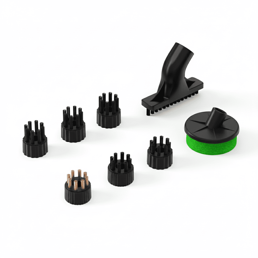 Techweise Ersatzbürsten-Set - TS1 & TS2 Dampfreiniger - 8-teilig - Nylon, Stahl & Fugenbürste