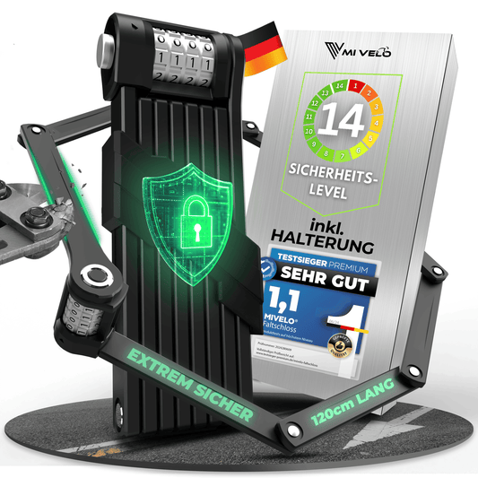 MIVELO - Fahrradschloss NEXUS - Mit Zahlenschloss - Extrem robuster Edelstahl - 120 cm - Schwarz