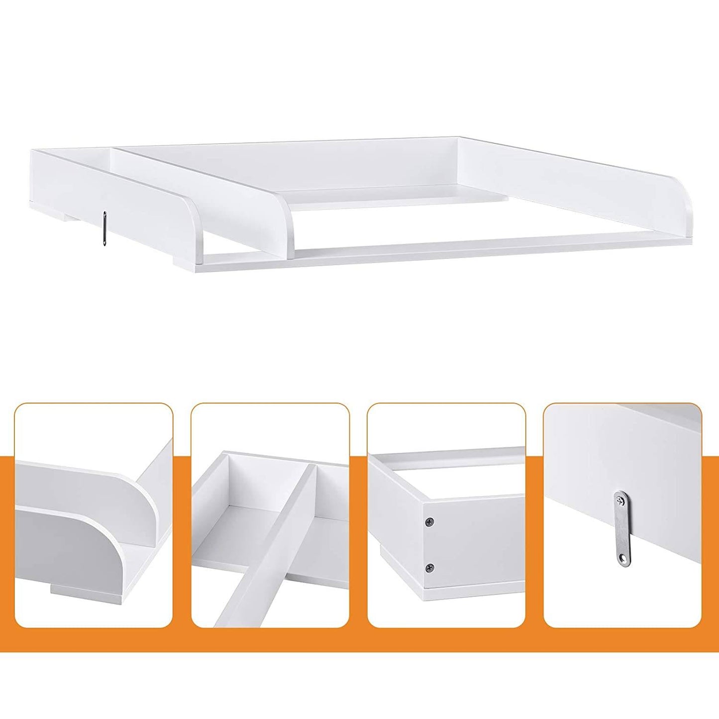 Woltu Wickelaufsatz für Kommode – Weiß – MDF – 80 x 74,5 x 8,5 cm