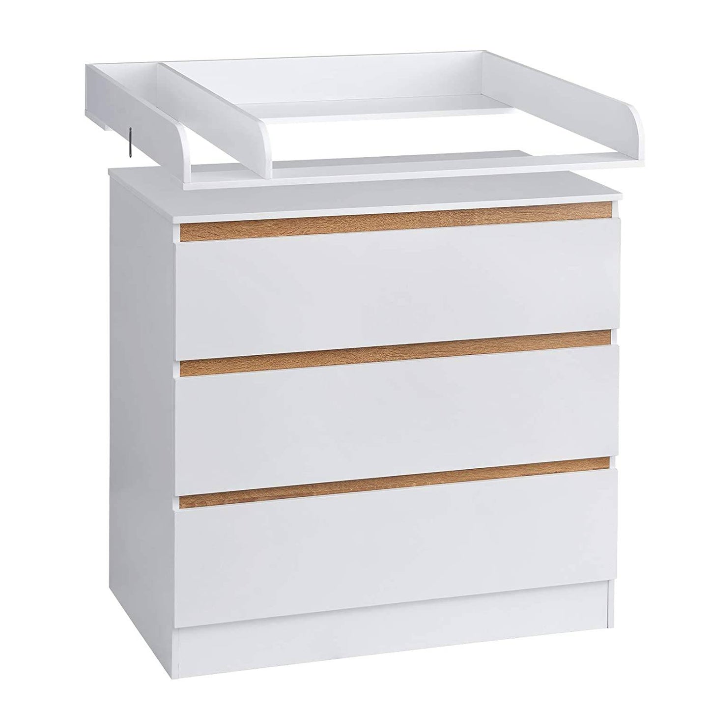 Woltu Wickelaufsatz für Kommode – Weiß – MDF – 80 x 74,5 x 8,5 cm