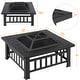 Yaheetech Feuerkorb - Quadratisch - 81 x 81 x 45 cm - Metall - Kamin - Schwarz