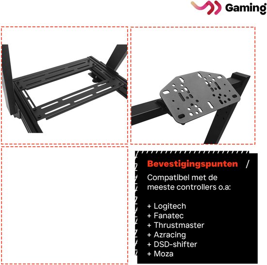 VDD Gaming für Sim-Racing-Cockpit – Schwarz auf Schwarz – Aluminium
