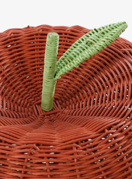 Mica Decorations Aufbewahrungskörbe in Apfelform, 2er-Set – Rot/Grün – Ø 30 x H 48 cm und Ø 15 x H 25 cm – Rattan