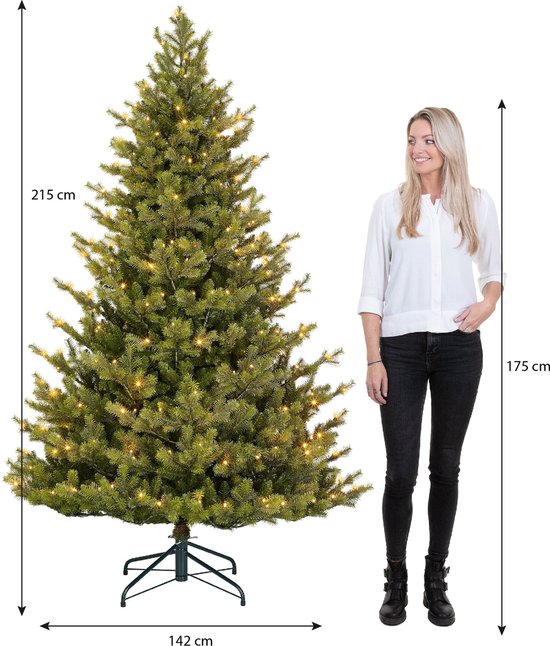 Black Box Trees Clive Künstlicher Weihnachtsbaum mit LED-Lichtern - H215 x Ø142 cm - Grün