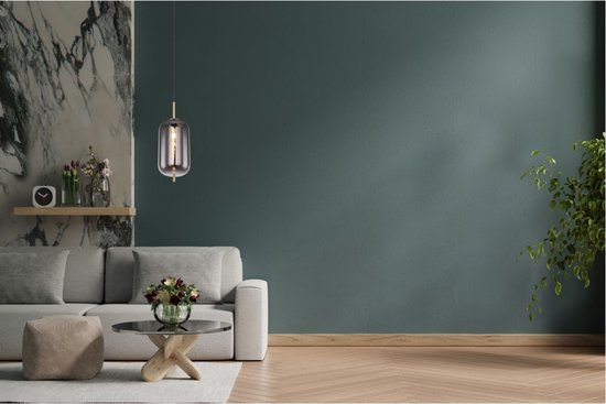 Hängeleuchte aus Rauchglas | E27 | Schwarz | Glaskugel | Glaskugel | Wohnzimmer | Esszimmer