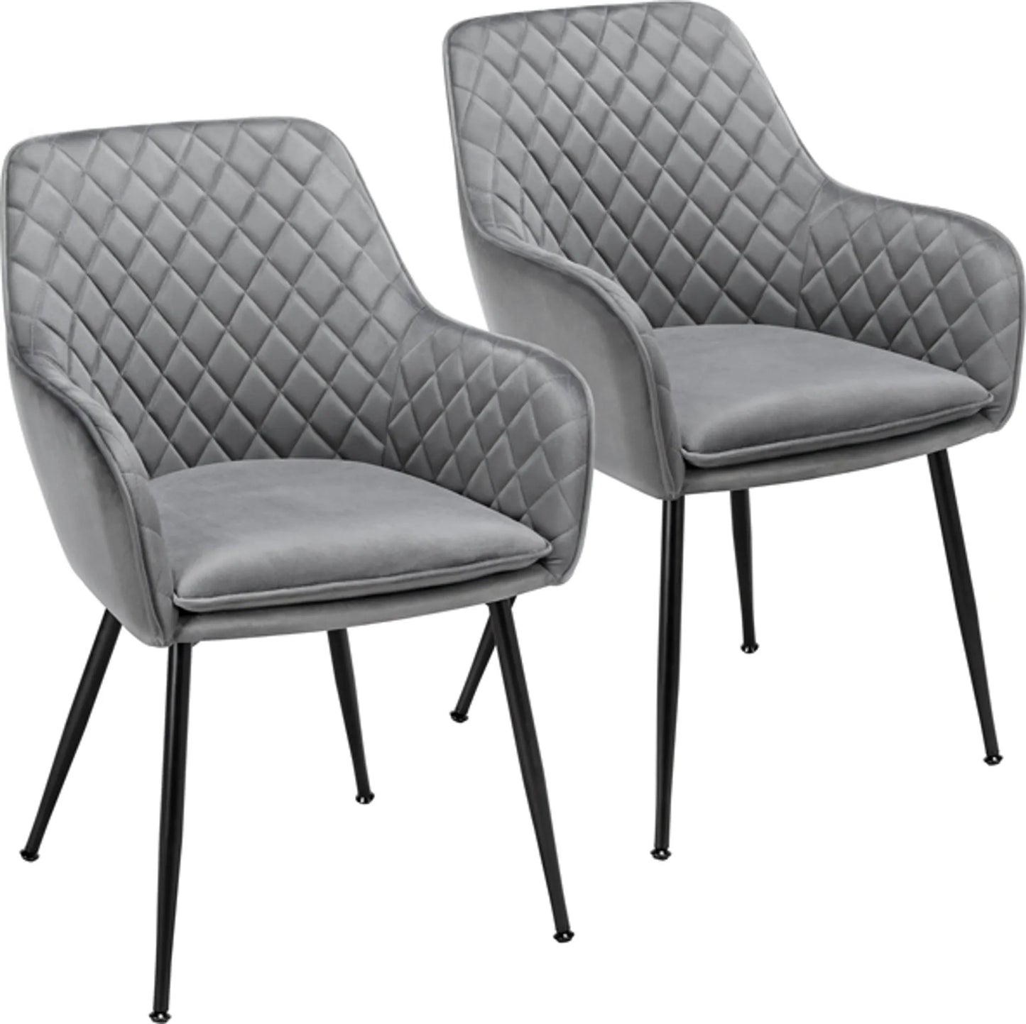 Yaheetech Esszimmerstühle, 2er-Set – Hellgrau – Samt – Mit Armlehnen – 120 kg – 57,5 x 58 x 86,5 cm