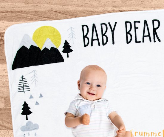 Frummel Milestone Blanket 'Bear' - Milestone Blanket - Milestone Baby - Baby Geschenk Junge - Baby Geschenk Mädchen - Baby Shower Geschenk - Baby Geschenk - Milestone Blanket in Dutch - Muttertagsgeschenk - 100 x 150 cm