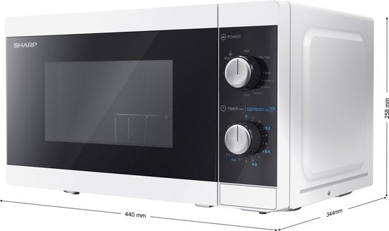 Sharp YC-MG01E-W Mikrowelle mit Grill – 800 W – 20 Liter – weiß