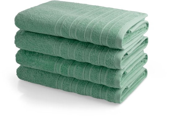 DoubleLife Handtücher XL 70 x 140 cm – 4er-Set – 100 % Baumwolle, davon 50 % recycelte Baumwolle – GRS-zertifiziert – Stone Green