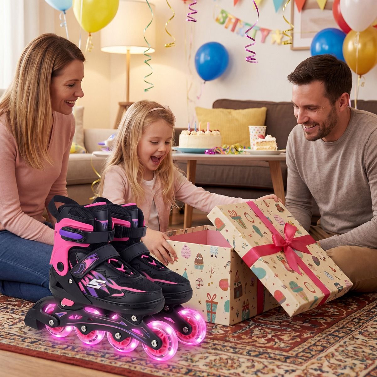 Coast Inlineskates für Kinder – verstellbar – leuchtende Rollen – Größe 38–41 EU – Farbe: Rosa