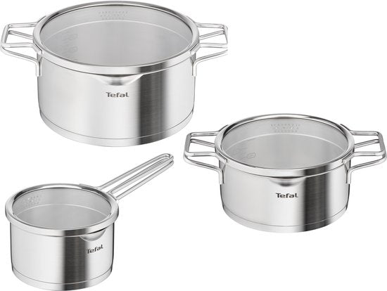 Tefal Nordica – Pfannenset – 3-teilig – Induktion – Edelstahl – Für alle Herdarten geeignet