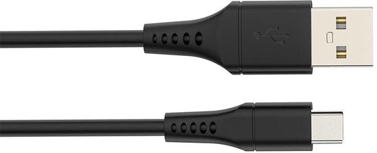 HQ-Power USB-Lade- und Datenkabel, USB 2.0, USB-A auf USB-C, 480 Mbit/s, vernickelt, TPE-Kabel, geeignet für Laptops, Tablets und Smartphones mit einer Leistung von 60 W, schwarz, 1 m