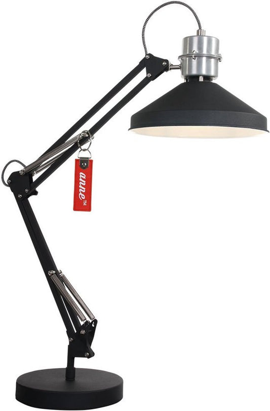 Anne Lighting Zappa – Tischlampe im Industrial-Stil – Schwarz – H: 80 cm – Ø: 18 cm – E27 – Für den Innenbereich – Metall – Tischlampen – Schreibtischlampe – Schreibtischlampen – Schlafzimmer – Wohnzimmer – Esszimmer