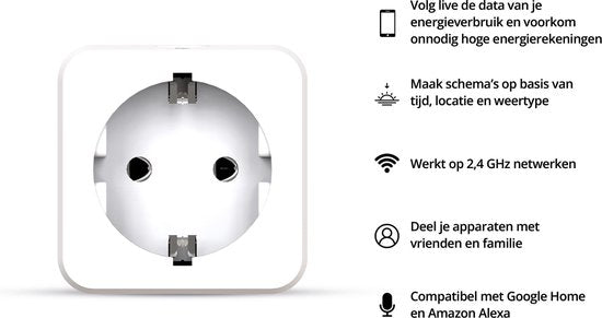 FlinQ Smart Plug - Smart Plug - Inklusive Timer & Energiemessgerät - 2er-Pack - Weiß