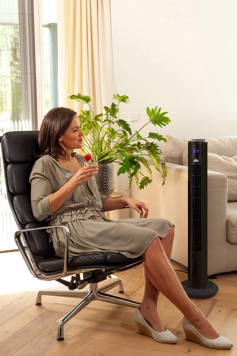 Solis Easy Breezy 757 Turmventilator - Ferngesteuerter Standventilator - Timerfunktion - 44,8 dB - 91 cm hoch - Schwarz