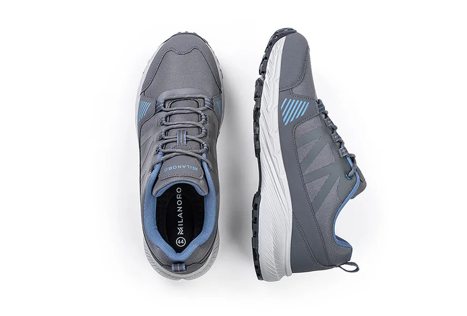 Milanoro Wanderschuhe Größe 42 – Softshell – Profilsohle – Grau/Blau