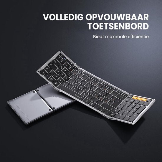 Faltbare Bluetooth Tastatur - Full Size - 105 Tasten - 3 Geräte - USB-C - Space Grau