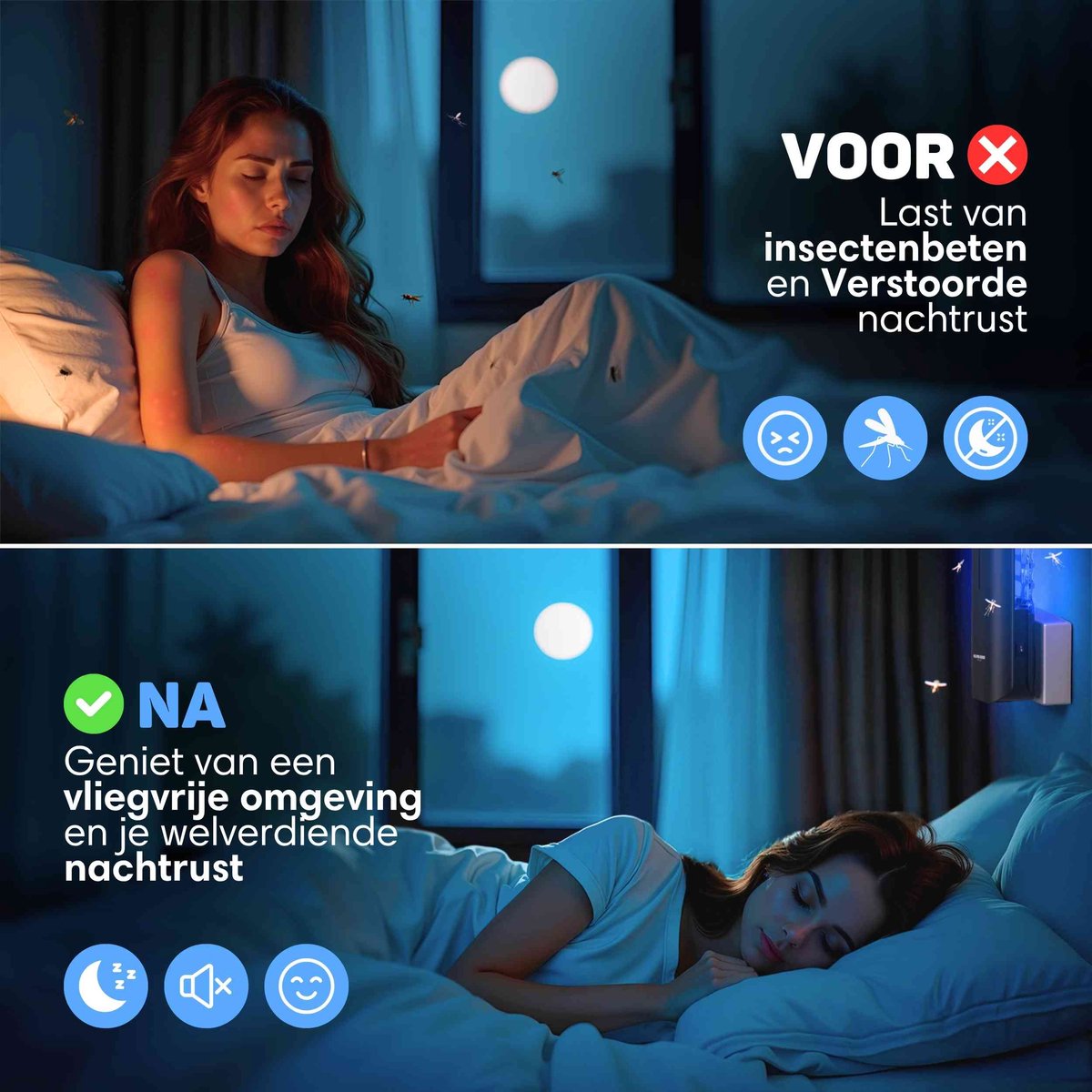 Vulpes Goods® Repellent Mückenlampe 9x9x25cm - Grau - UV-LED Fliegenlampe mit Klebestreifen - Geräuschlos, geruchlos & giftfrei - Inklusive 10 nachfüllbaren Klebeblättern - Für den Innenbereich