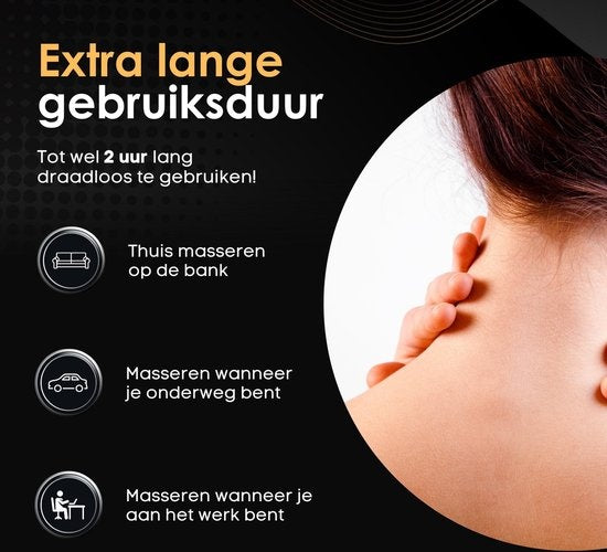 Revolt Massagekissen - 120 Minuten kabellos - Elektrisches Nackenmassagegerät - Infrarot