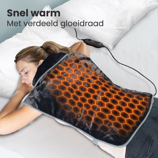 Auronic Heat Pad - Elektrische Heizdecke für Nacken, Schultern und Rücken - Waschbar - Energieeffizient - Heizdecke - Schwarz