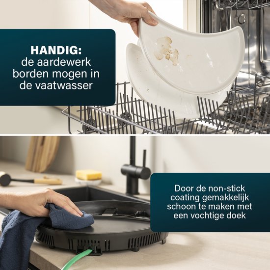 Princess Dinner4All 103080 – Gourmet-Set – Grill- und Backplatte – Extra langes 2-Meter-Kabel – Für 4 Personen – Spülmaschinenfest – PFAS-frei – Erweiterungsset erhältlich