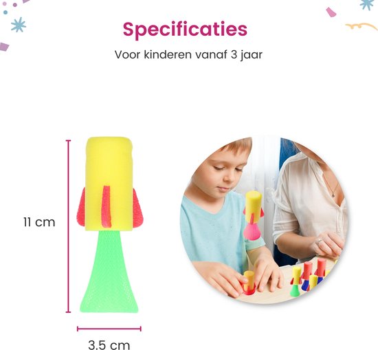 Partizzle 24x Jumping Rockets - Hüpfende Weltraumraketen - Geschenke zum Verschenken - Grabbelton Treat Gifts - Für Kinder & Kleinkinder - Schaumstoff