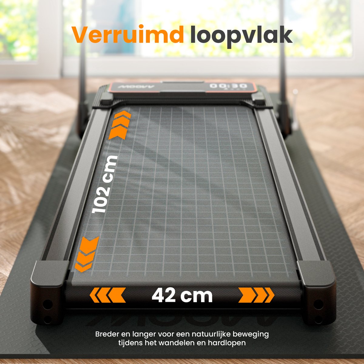 Moovv Laufband Smartstep Pro V3 - 1-12 km/h - Zusammenklappbar - Für Zuhause- 124 x 54 x 105 cm - Schwarz