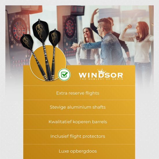 WINDSORÂ¬Ã† Cavelier 3 Dart Set mit 6 Darts, Deluxe Aufbewahrungsbox, 12 Flights, Flight Protectors, Dartspitzer und Dartwerkzeug