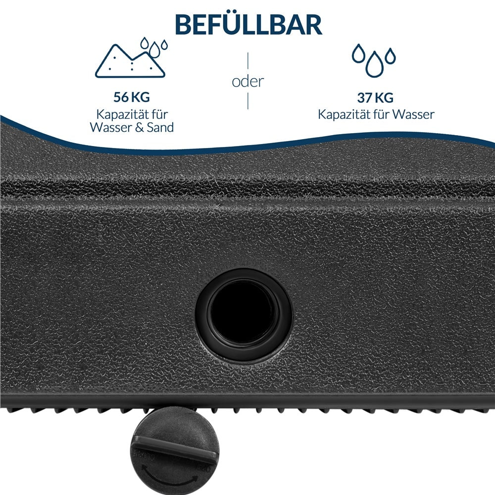 Yaheetech Sonnenschirmständer – befüllbar, 37 l – 4 Räder – 2 davon arretierbar – schwarz