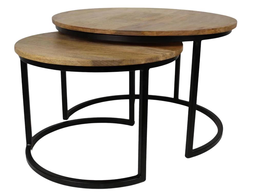 White Label Couchtisch-Set – stapelbares Design – runde Tische Ø 60/45 cm – Weiß