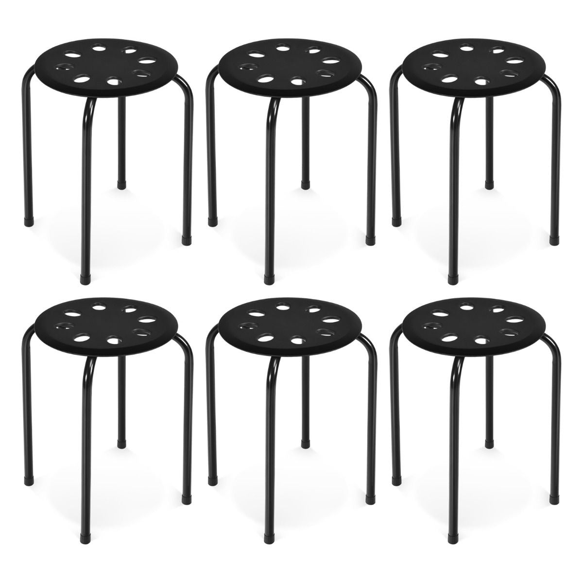Stapelhocker 6er Set stapelbarer Metallhocker Esszimmerhocker Hocker für Home Office Klassenzimmer 44,5 cm Sitzhöhe 30 x 30 x 44,5 cm