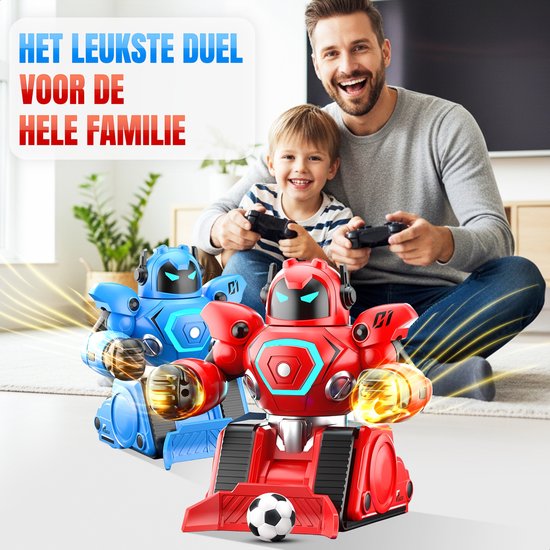 Qualitá® Robo Kombat - Roboterspielzeug - Kampfroboter - Duo Set - Ball - 2 Tore - Boxen & Fußballmodus - Lernspielzeug - Das große Spielzeugbuch 2025