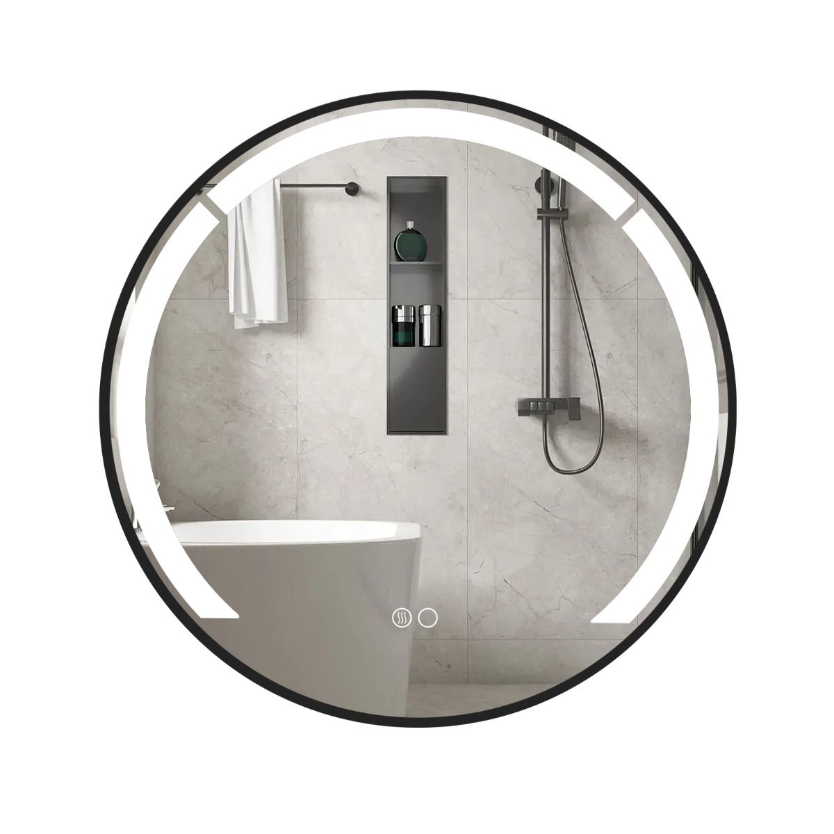 Coast Runder Badezimmerspiegel – dimmbare LED-Beleuchtung – Antibeschlagfunktion – schwarz – 60 cm