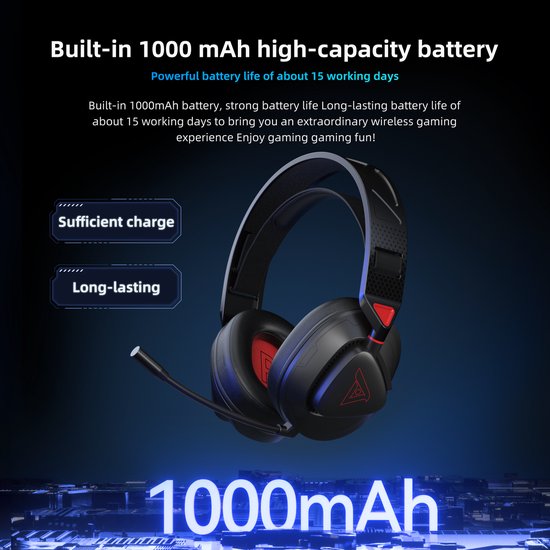 TAIDU THS318 2,4-GHz-Gaming-Headset – Over-Ear-Kopfhörer – mit Mikrofon – Geeignet für PC/PS4/PS5, Nintendo Switch – Schwarz