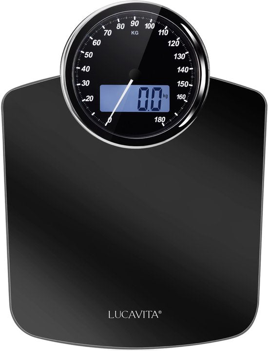 LUCAVITA® Personenwaage „Dual Display Retro“ mit Maßband – Körper – Digital – Analog – Best Buy – Vintage