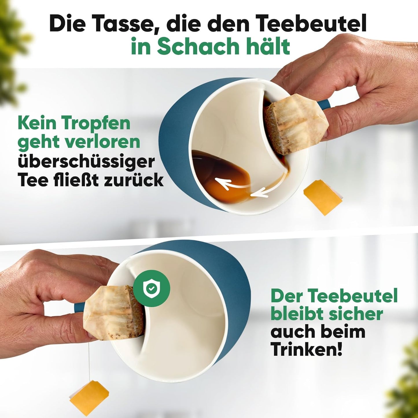 Neighbour's Friend Patentierte Teetasse blau Geschenk Box I Keramik Tasse groß 325ml I Teebecher Steingut I Keramiktasse für Tee I Spülmaschinengeeignete Teetassen I Modernes Design für Teetrinker