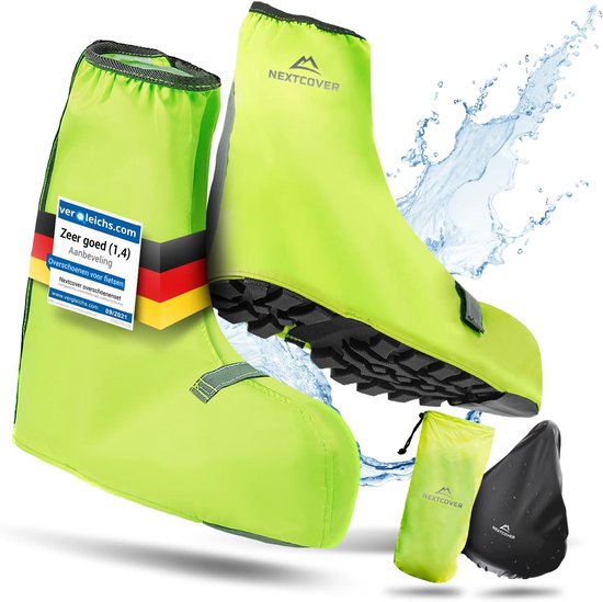 Nextcover® Wasserdichte Überschuhe | 100% wasserdichte Regenschuhe Fahrrad | Reflektierende Schuhabdeckung Wiederverwendbar | Regenabdeckungen für Schuhe | Überschuhe | Schuhschutz | Radfahren Überschuhe