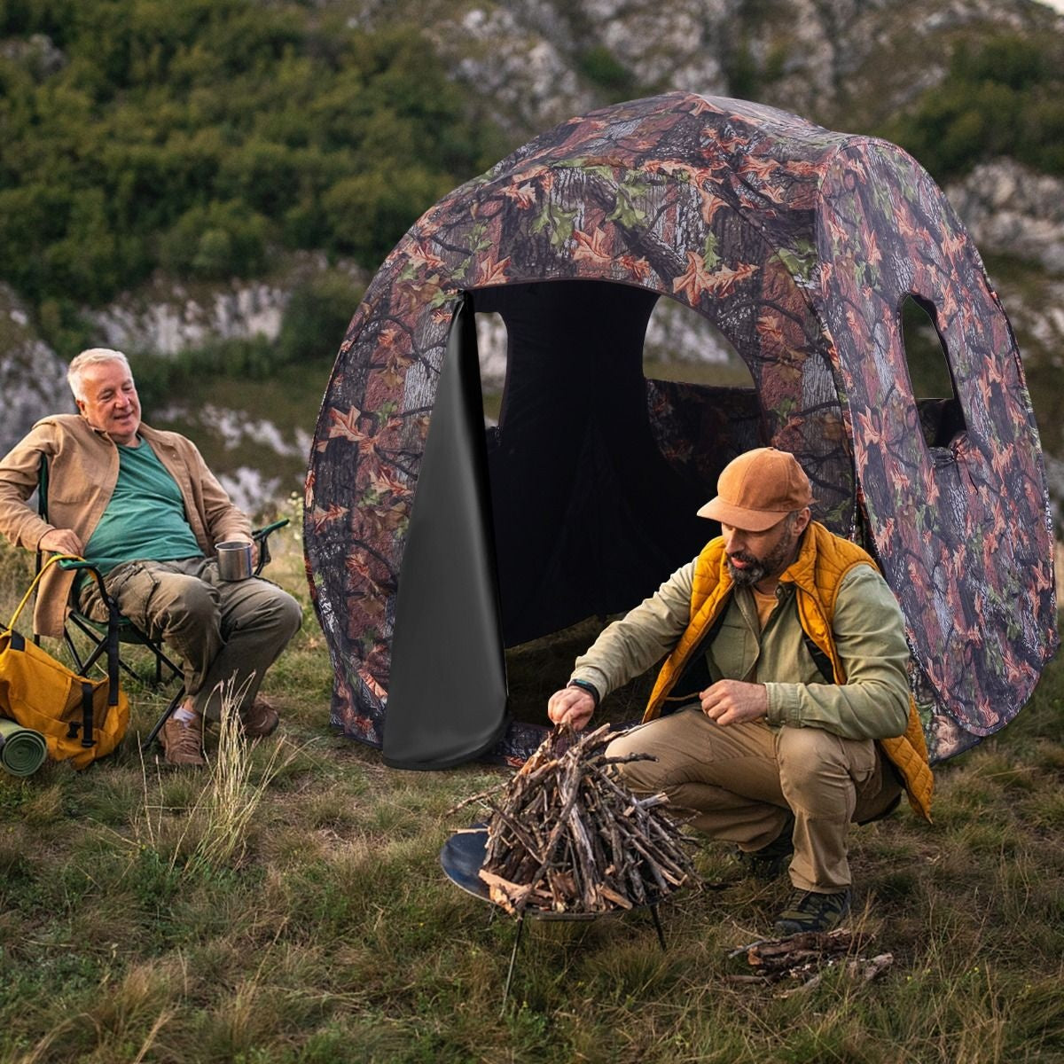 Coast Retractable Jagdhütte für 3 Personen Jagdzelt Stahlrahmen Mesh Fenster Tragetasche Riemen Bodenheringe Camouflage 152 x 152 x 163cm