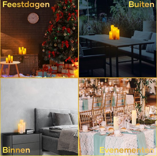 Happy Goods® - 9-teiliges Led-Kerzen-Set - ECHTES WACHS - 2 Fernbedienungen - bewegliche Flamme