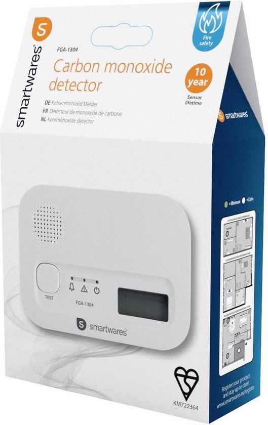 Smartwares FGA-13041 – Kohlenmonoxidmelder (CO-Melder) – 85 dB – Lebensdauer 10 Jahre – BSI-zertifiziert