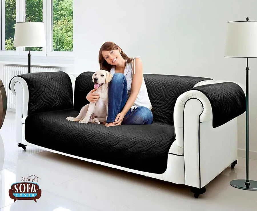 Starlyf Sofabezug 3-Sitzer – beidseitig verwendbar – Braun/Beige – 190 x 290 cm