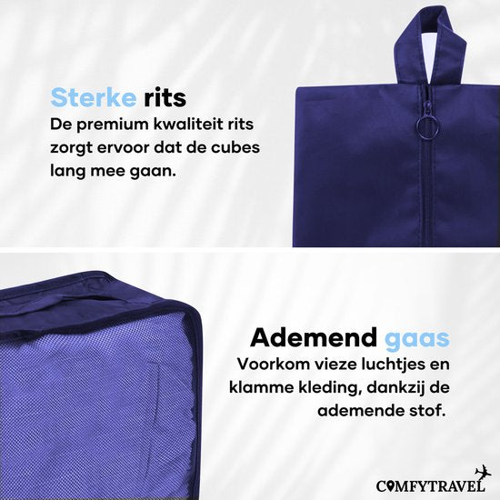 Comfytravel Packing Cubes Set - Koffer / Rucksack Reiseveranstalter - Reisezubehör - Wasserdicht / 8 Stück - Dunkelblau