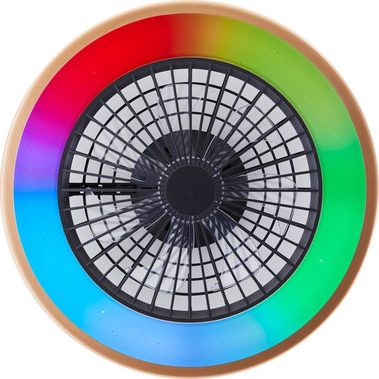 Brilliant Slimline - Deckenventilator - Mit Beleuchtung - LED 40W - 3000K-6500K - Dimmbar - Schwarz mit goldener Blende - Sehr leise