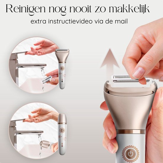 2-in-1 Ladyshave + 2 Extra-Scherköpfe - Gesicht - Achseln - Beine - Bikinizone - Rasierer Frau - Elektrischer Epilierer - Haarentferner Damen - Trimmer Frau - Intimzone Schamhaare - Ladyshaves Bikini