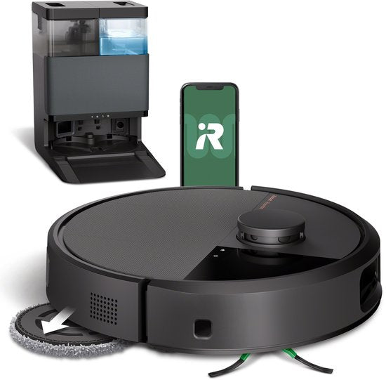 iRobot Roomba® Plus 505 Combo Roboter + Autowash™-Dockingstation – Staubsaugerroboter mit Wischfunktion – Schwarz – N1850