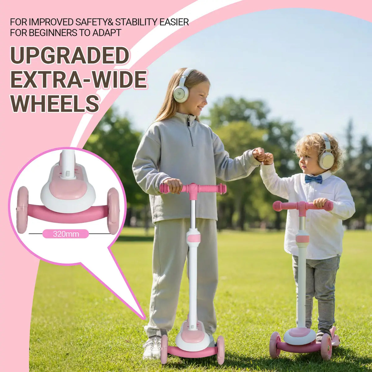 Neuleb Balance-Scooter mit beleuchteten Rädern – extra breites Deck – rosa