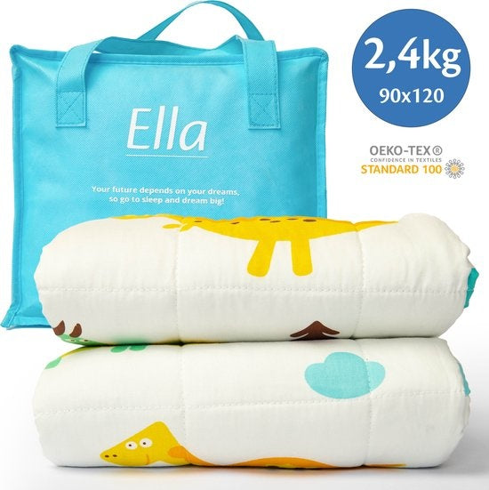 EL Life - Beschwerungsdecke Kind 2.4kg - 90 x 120cm - Schwergewichtige Decke - OEKO-TEX Baumwolle - Dino