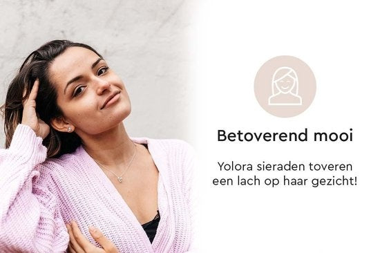 Yolora Damen Ohrringe mit runden Kalpa Camaka Kristallen - Farbe Silber - 18K Weißgold plattiert - Geschenk zum Muttertag